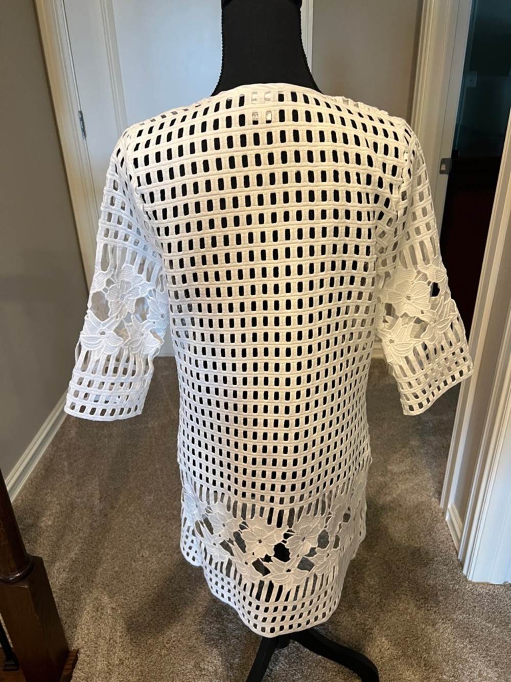 Feratelli White Crochet Openwork Kimono Coverup - Picture 8 of 9